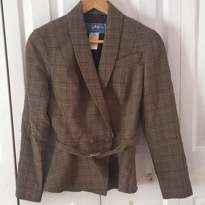 {THIERRY MUGLER PARIS} Brown Wool Plaid Jacket 6